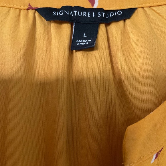 Signature Studio Sheer Women's Bird Dress Gold Color Size Large - Picture 3 of 8